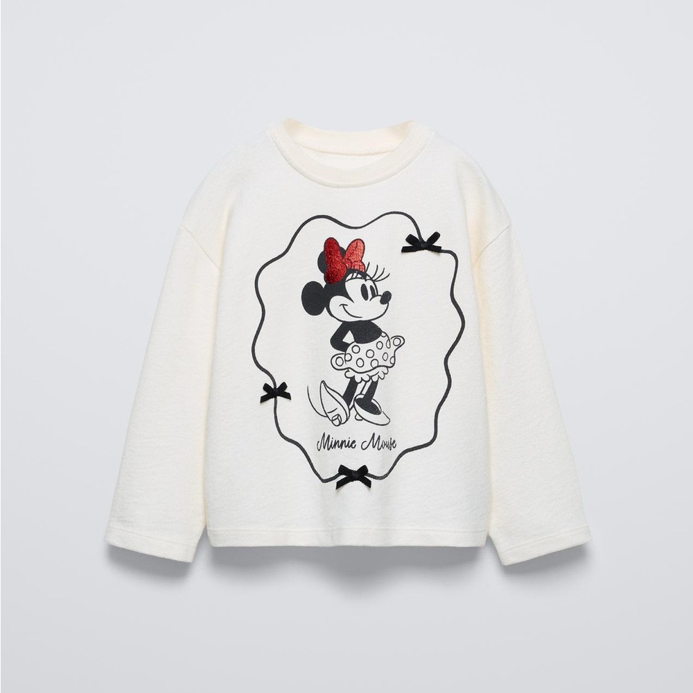 Zara Disney Minnie Mouse Cream girls long sleeve Shirt